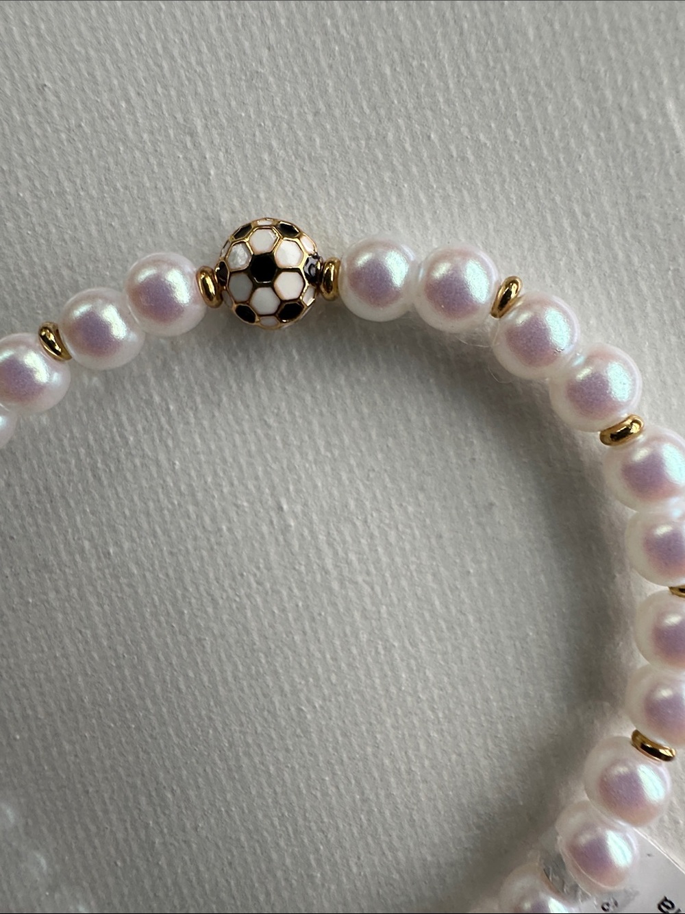 Little Words Project Soccer Pearl Base Bracelet with Gold Accents White Size ML - Picture 5 of 8